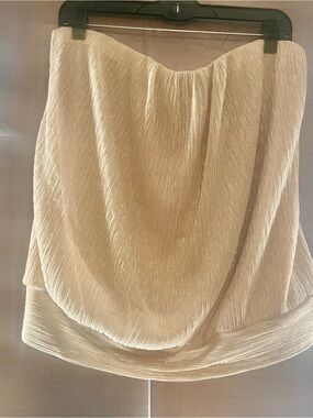 Lane Bryant Gold Metallic Shimmer Strapless Plisse’ Bubble Hem Top- 14/16